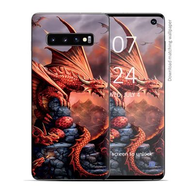 Anne Stokes Fire Dragon - Skin Decal Vinyl Wrap for Samsung Galaxy S10 - Decal Stickers Skins Cover