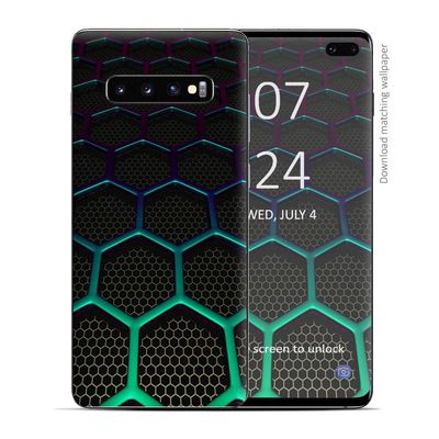 Skin Decal Vinyl Wrap for Samsung Galaxy S10 Plus - Decal Stickers Skins Cover - Metal Grid Futuristic Panel