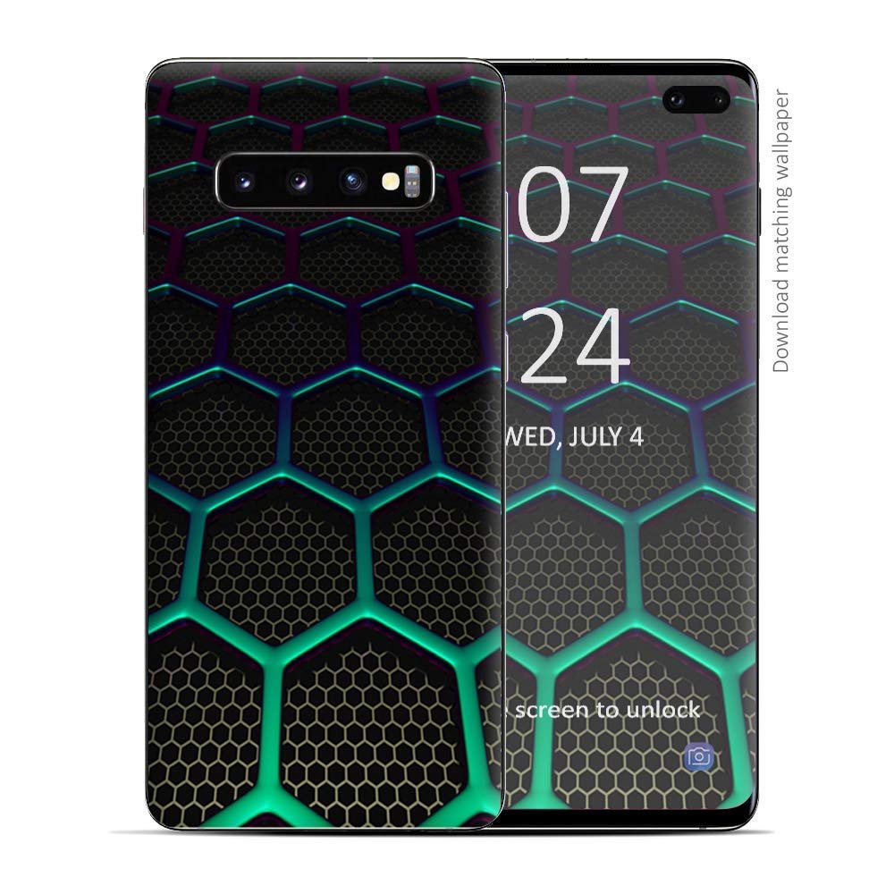Skin Decal Vinyl Wrap for Samsung Galaxy S10 Plus - Decal Stickers Skins Cover - Metal Grid Futuristic Panel