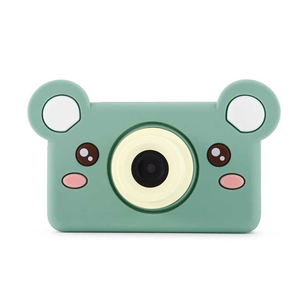 kiimento Kids Digital Camera & Video Camcorder, Soft BPA-Free Silicone Casing, 32GB Memory Card - Model C - Mikayo The Bear