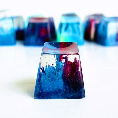 1 Pcs Handmade Seabed Landscape R4 Keycap Resin Artisan Backlit Switch SA Profile for Cherry MX RGB Gaming Mechanical Keyboard DIY Replace (multicolor)