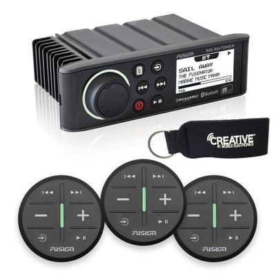 Fusion MS-RA70NSX Marine Entertainment System with Three Wireless Remotes for Three Zones - Black