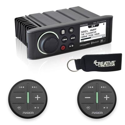 Fusion MS-RA70NSX Marine Entertainment System with Two Wireless Remotes for Dual Zones - Black