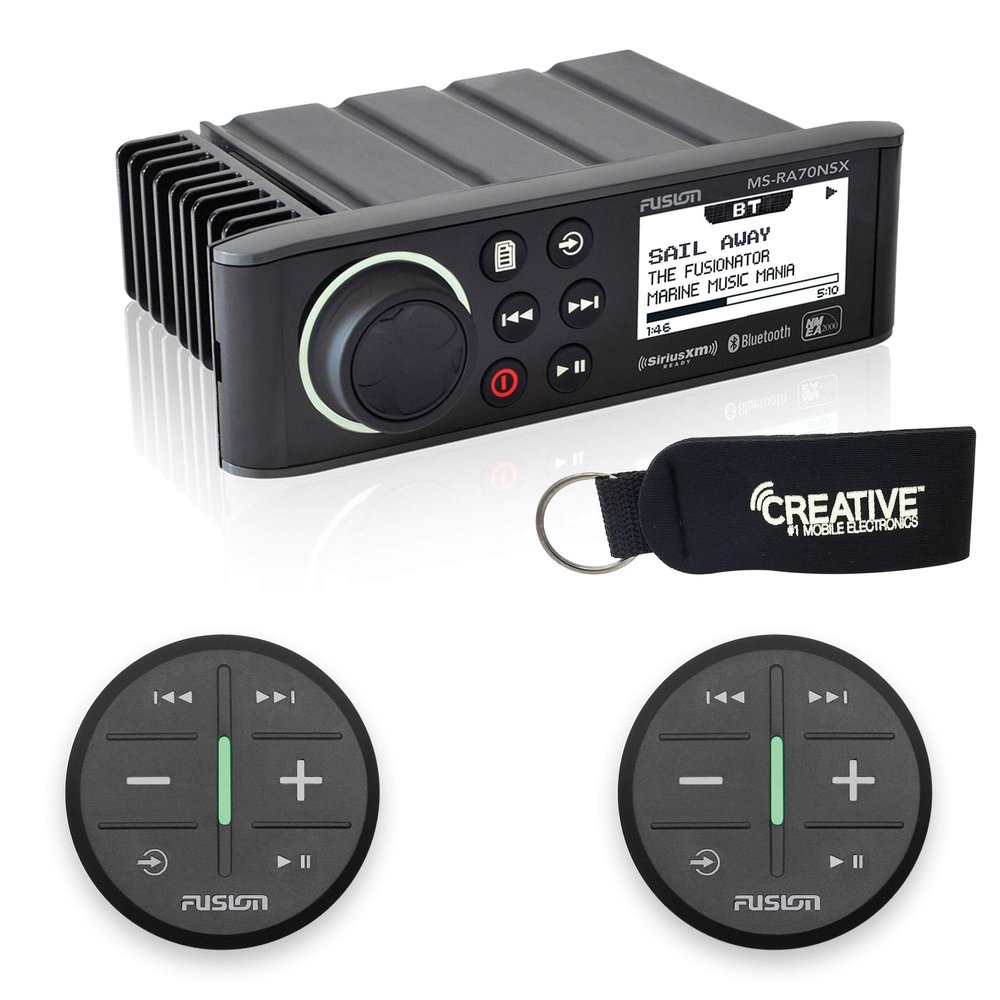 Fusion MS-RA70NSX Marine Entertainment System with Two Wireless Remotes for Dual Zones - Black