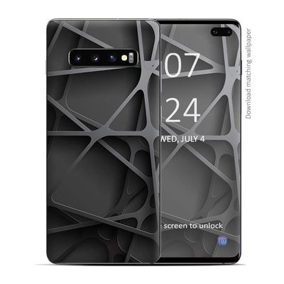 Skin Decal Vinyl Wrap for Samsung Galaxy S10 Plus - Decal Stickers Skins Cover - Black Metal Web Panels