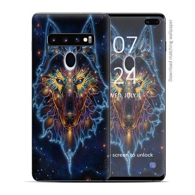 Skin Decal Vinyl Wrap for Samsung Galaxy S10 Plus - Decal Stickers Skins Cover - Wolf Dreamcatcher Color