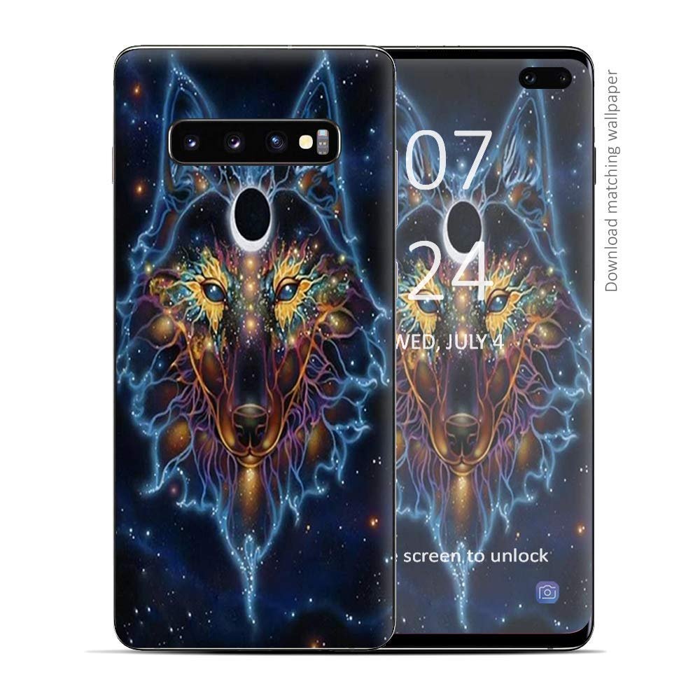 Skin Decal Vinyl Wrap for Samsung Galaxy S10 Plus - Decal Stickers Skins Cover - Wolf Dreamcatcher Color