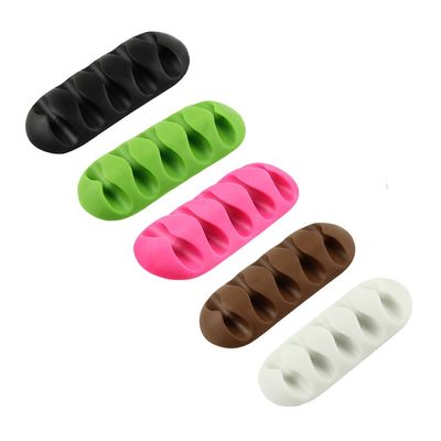 AKOAK 5 PCS Desktop Five Hole Cable Manager, Silicone Desk Self-Adhesive Cable Clip, Multi-Purpose Cable Manager Clip for Home and Office Use