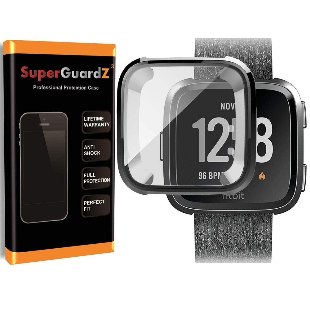 [2-Pack] SuperGuardZ Case for Fitbit Versa Lite Version/Fitbit Versa, Heavy Duty Shockproof Protective Case Cover Armor