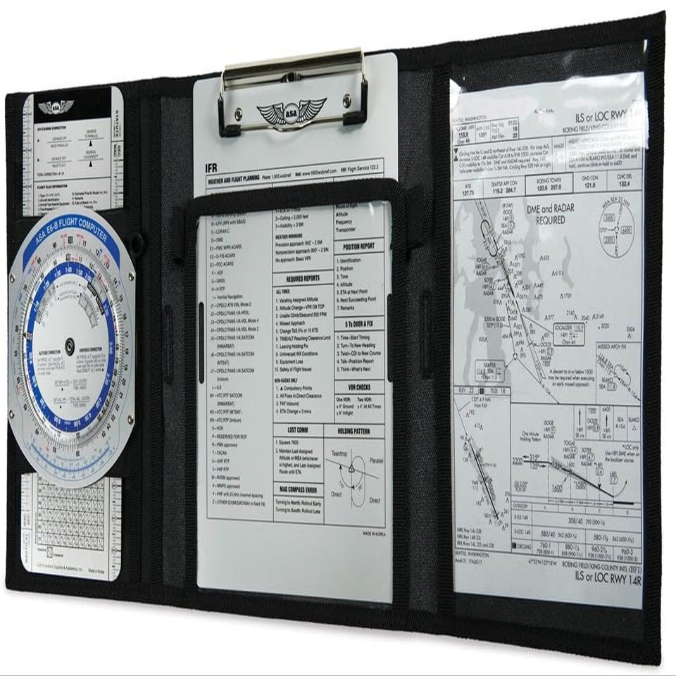 ASA KB-3I-A Tri-Fold IFR Kneeboard with Clipboard and Map Pocket