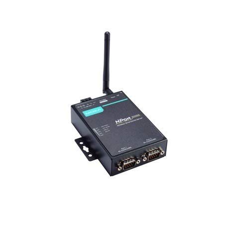 NPort W2250A-US, 2 Port RS-232/422/485 Serial to WiFi Device Server, 3-in-1, 802.11a/b/g/n WLAN US Band, 12-48 VDC, 0 to 55C, DB9M Conn, with Antenna