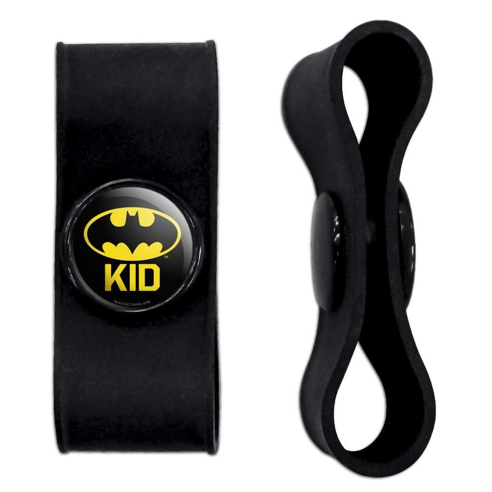 GRAPHICS & MORE Batman Bat Kid Shield Logo Headphone Earbud Cord Wrap - Charging Cable Manager - Wire Organizer Set of 2 - Black
