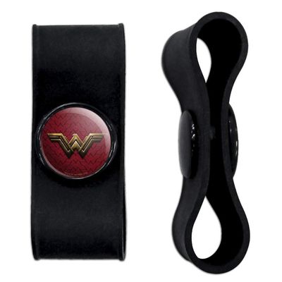 GRAPHICS & MORE Justice League Movie Wonder Woman Logo Headphone Earbud Cord Wrap - Charging Cable Manager - Wire Organizer Set of 2 - Black