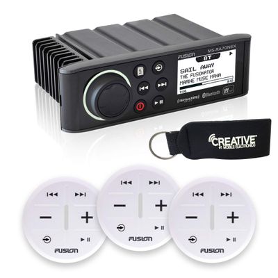Fusion MS-RA70NSX Marine Entertainment System with Three Wireless Remotes for Three Zones - White