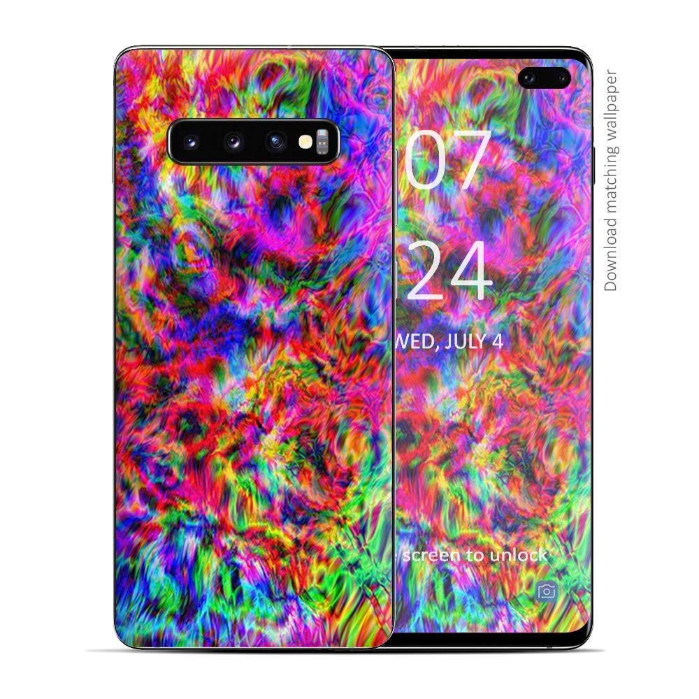 Skin Decal Vinyl Wrap for Samsung Galaxy S10 Plus - Decal Stickers Skins Cover - Tye dye fibers Felt tie die Colorful