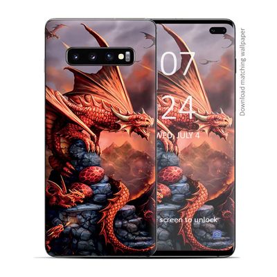 Anne Stokes Fire Dragon - Skin Decal Vinyl Wrap for Samsung Galaxy S10 Plus - Decal Stickers Skins Cover