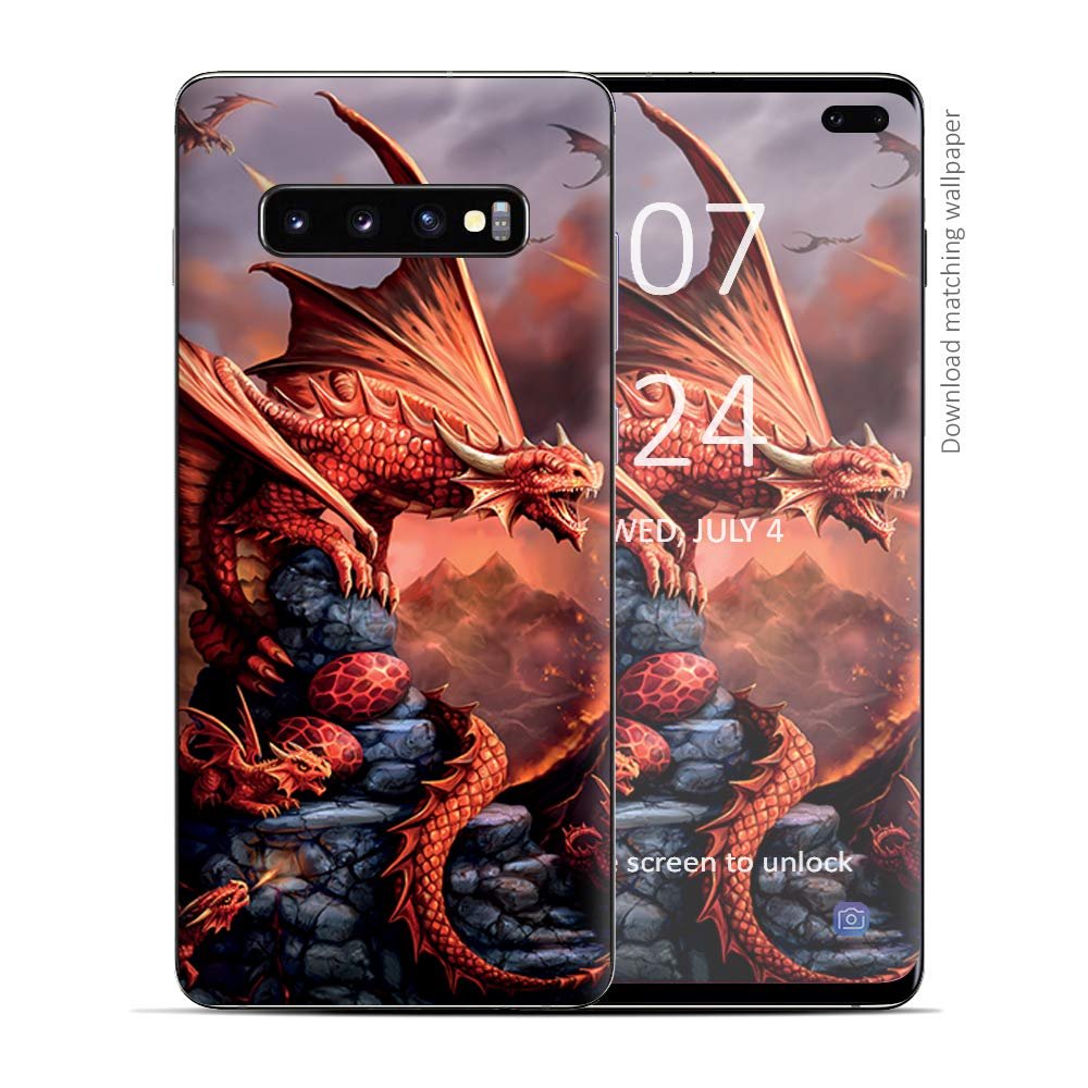 Anne Stokes Fire Dragon - Skin Decal Vinyl Wrap for Samsung Galaxy S10 Plus - Decal Stickers Skins Cover