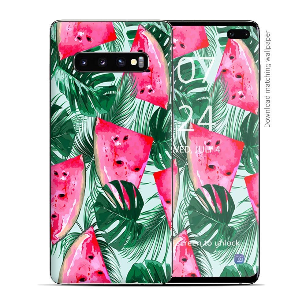 Skin Decal Vinyl Wrap for Samsung Galaxy S10 Plus - Decal Stickers Skins Cover - Watermelon Pattern Palm