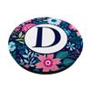 Navy Letter D Monogram Initial Teal Pink Botanical Floral PopSockets Grip and Stand for Phones and Tablets view 2