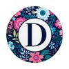 Navy Letter D Monogram Initial Teal Pink Botanical Floral PopSockets Grip and Stand for Phones and Tablets view 3
