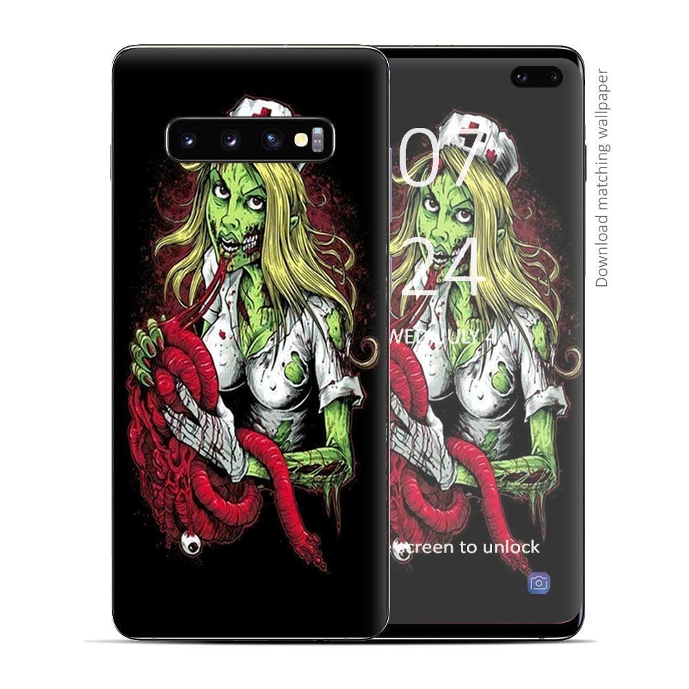 Skin Decal Vinyl Wrap for Samsung Galaxy S10 Plus - Decal Stickers Skins Cover - Zombie Nurse Eating Flesh