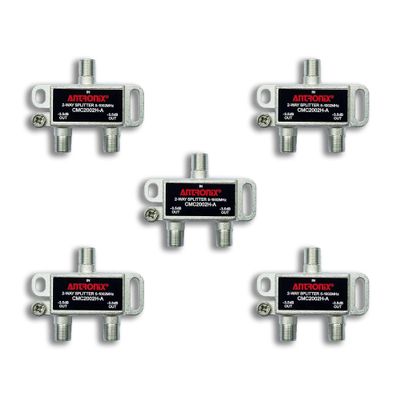 Antronix CMC2002H 2-Way- (5) Pack - Horizontal Splitter (2) -3.5db Ports 5-1002 MHz High Performance Profession Quality for Coax Cable TV & Internet Factory Sealed with Screws