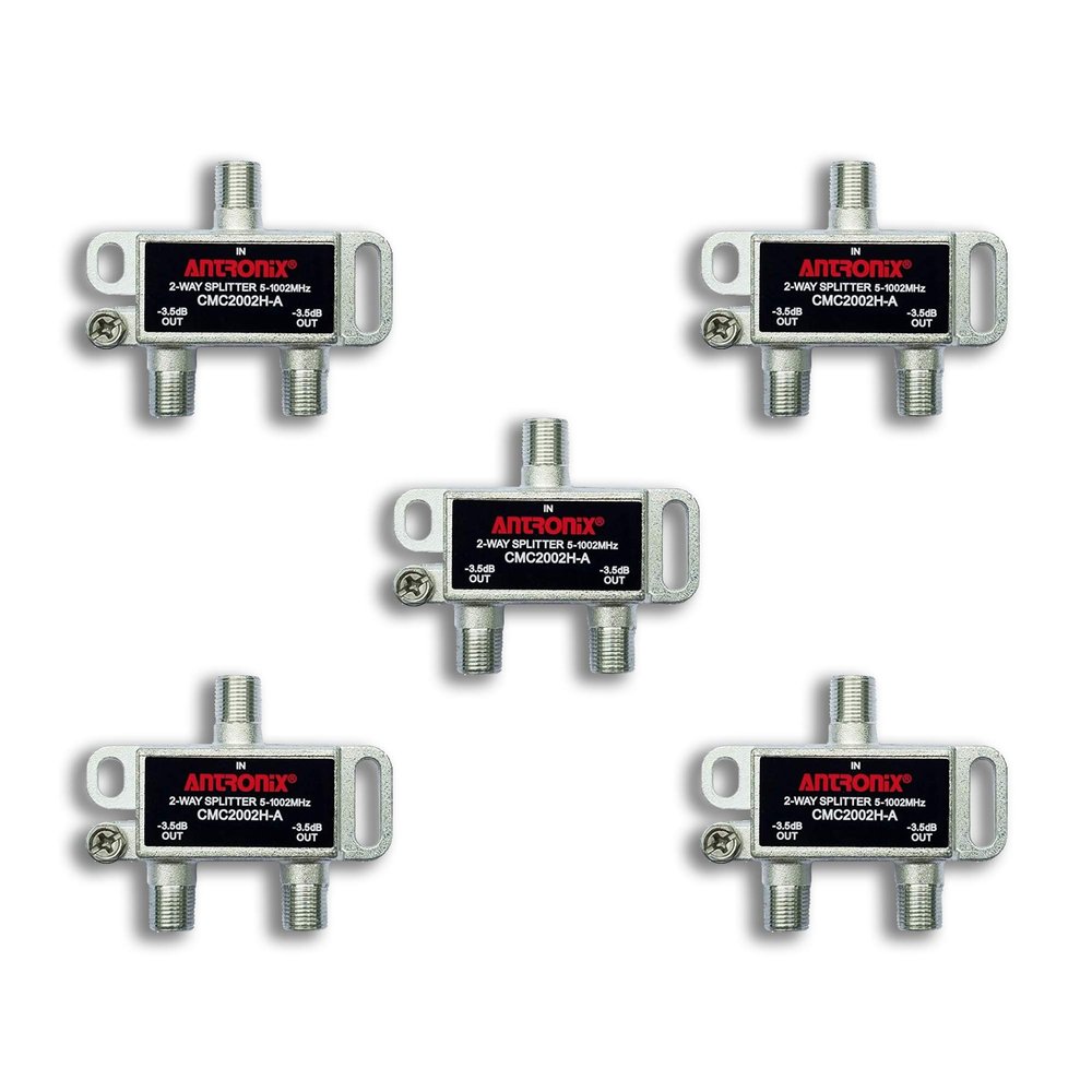 Antronix CMC2002H 2-Way- (5) Pack - Horizontal Splitter (2) -3.5db Ports 5-1002 MHz High Performance Profession Quality for Coax Cable TV & Internet Factory Sealed with Screws