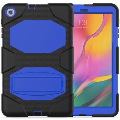 A 10.1 T510 T515 2019 Case, Three Layer Heavy Duty Soft Silicone with Built-in Kikdstand Full-Body Protection Case for A 10.1 - Blue