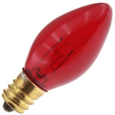 Decorative/Novelty 5C7/TR 130V, 5 Watt, E12 Candelabra Base, Transparent Red Light Bulb (25 Pack)