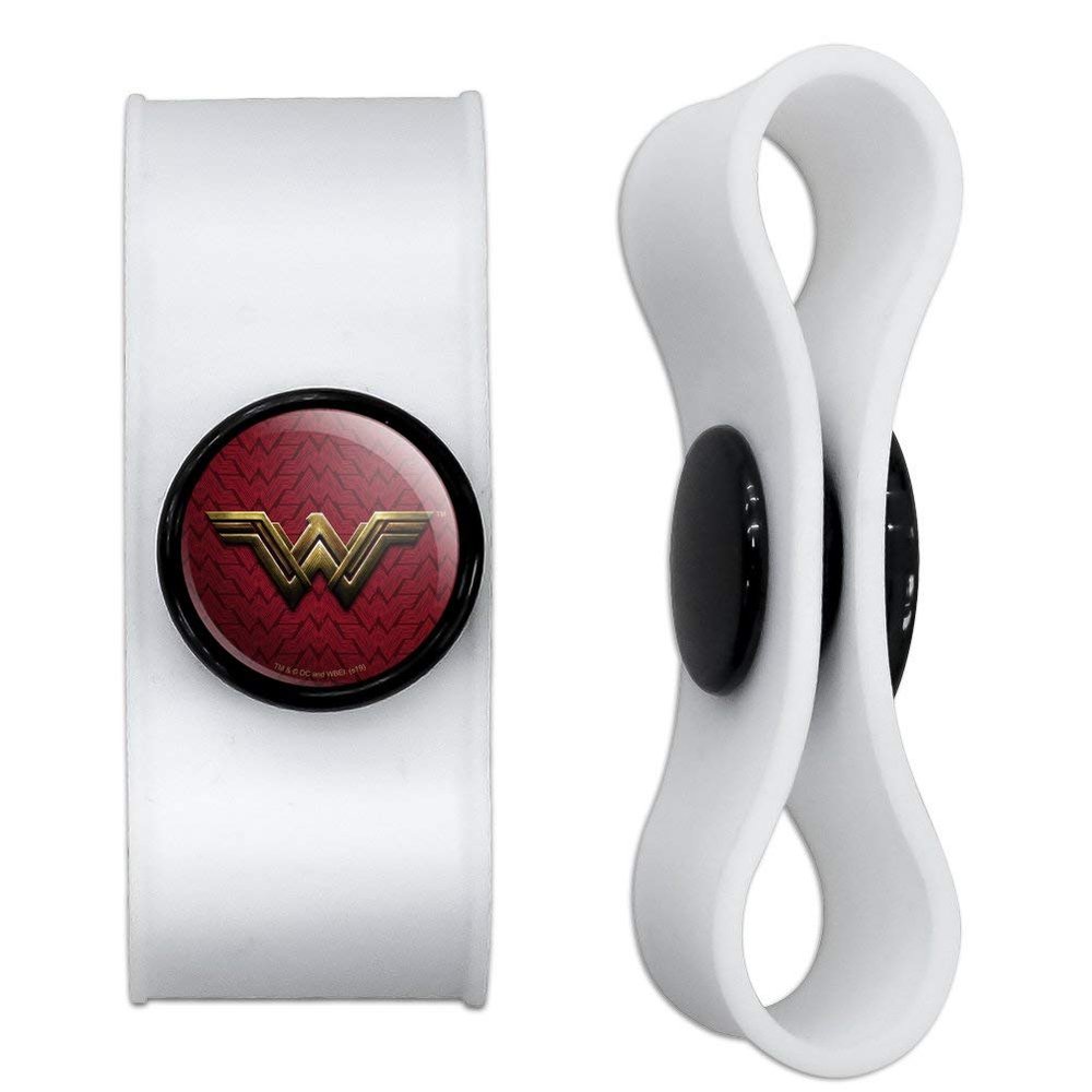 GRAPHICS & MORE Justice League Movie Wonder Woman Logo Headphone Earbud Cord Wrap - Charging Cable Manager - Wire Organizer Set of 2 - White