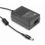 Mean Well GSM25B48-P1J Desktop AC Adapters 25W 48V 0.52A Medi, 2 Pole AC Inlet IEC320-C8, DC Posi Center Barrel Plug 2.1 x 5.5 x 11mm, Input: 80-264 VAC, 113-370 VDC