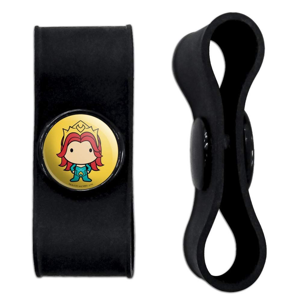 GRAPHICS & MORE Aquaman Movie Mera Chibi Character Headphone Earbud Cord Wrap - Charging Cable Manager - Wire Organizer Set of 2 - Black