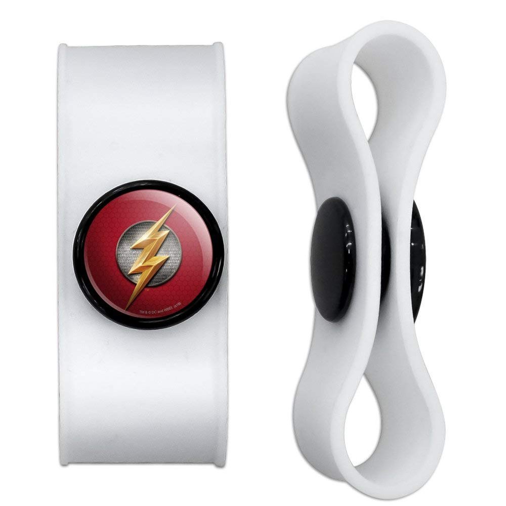 GRAPHICS & MORE Justice League Movie Flash Logo Headphone Earbud Cord Wrap - Charging Cable Manager - Wire Organizer Set of 2 - White