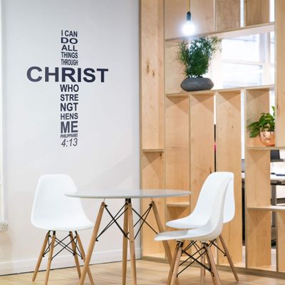 Cross Bible Verse Scripture Decor - Philippians 4:13 Scripture Wall Art Decals Removable Wallpaper Bible Cross Home Decor Word Cloud Philippians 4, q02