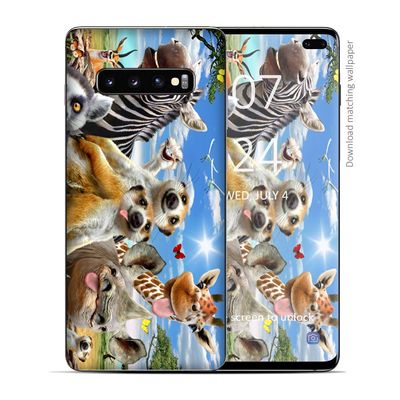Animal Kingdom in Africa Sun - Skin Decal Vinyl Wrap for Samsung Galaxy S10 Plus - Decal Stickers Skins Cover