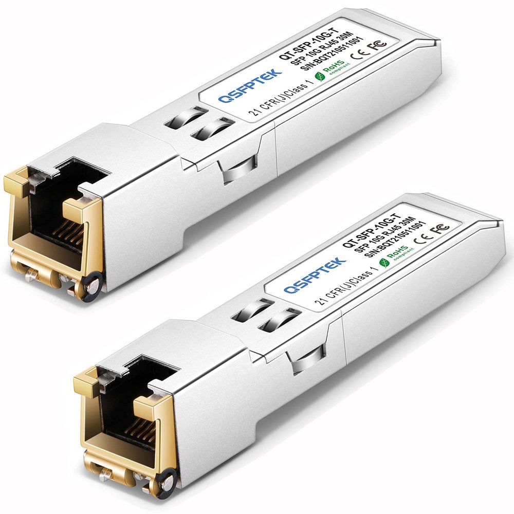 2Pack 10GBASE-T SFP+ Module, 10G SFP+ to RJ45 Copper, 10gbe SFP Ethernet Optical Mini-GBIC Transceiver for Cisco SFP-10G-T-S, Ubiquiti UF-RJ45-10G, Netgear, Mikrotik, Supermicro, Fortinet, CAT6A/CAT7