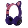 Kids Bluetooth 5.0 Cat Ear Headphones Foldable On-Ear Stereo Wireless Headset with Mic LED Light and Volume Control Support FM Radio/TF Card/Aux in Compatible with Smartphones PC Tablet (Purple) view 1