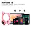 Kids Bluetooth 5.0 Cat Ear Headphones Foldable On-Ear Stereo Wireless Headset with Mic LED Light and Volume Control Support FM Radio/TF Card/Aux in Compatible with Smartphones PC Tablet (Purple) view 4