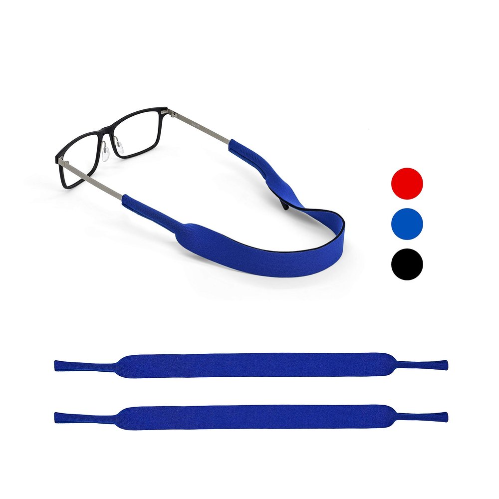 SQV Eyeglass Retainer [2 or 6 Pack] No-Tail Adjustable Neoprene Strap, String Cord for Glasses, Sunglasses, Eye Glass & Sunglass Sports Holder for Men, Women (2, Blue)