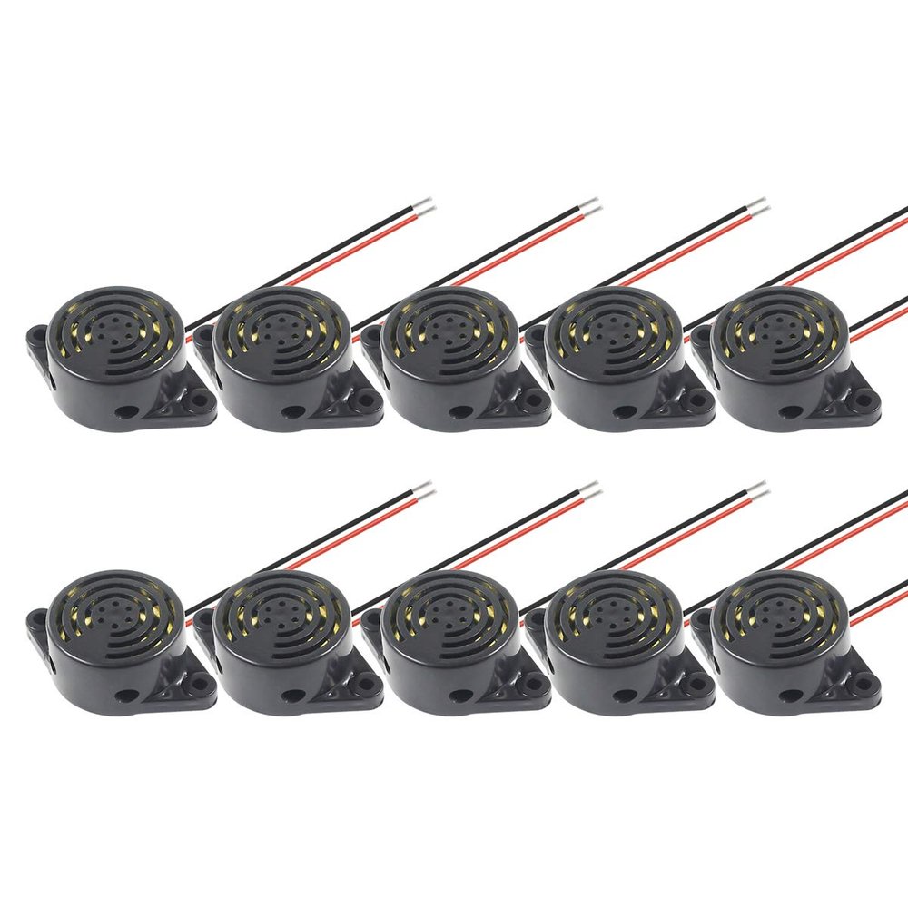 10PCS SFM-27 DC 3-24V Alarm Siren Electronic Piezo Active Buzzer, 95dB High Decibel Continuous Beep Speaker for Arduino