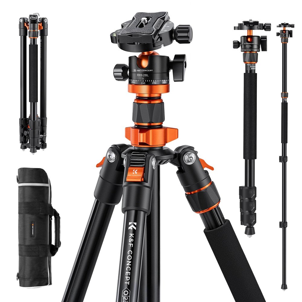 K&F CONCEPT Tripod for Camera, 78" Aluminum Camera Tripod, 81" Tripods & Monopods, Stable Heavy Duty Travel Tripod for DSLR Cameras, Max Load 22 lbs