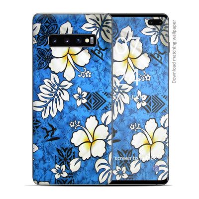 Skin Decal Vinyl Wrap for Samsung Galaxy S10 Plus - Decal Stickers Skins Cover - Tropical Hibiscus Floral Pattern