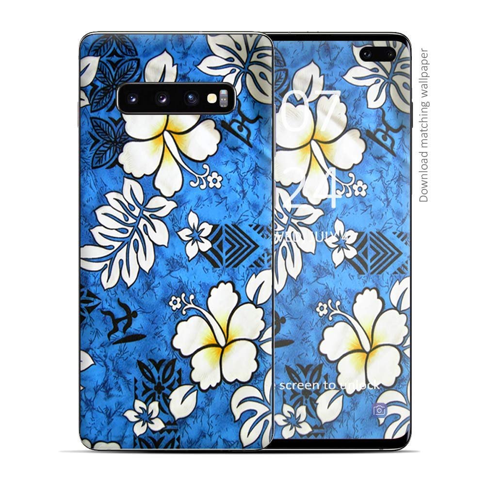 Skin Decal Vinyl Wrap for Samsung Galaxy S10 Plus - Decal Stickers Skins Cover - Tropical Hibiscus Floral Pattern