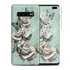 Skin Decal Vinyl Wrap for Samsung Galaxy S10 Plus - Decal Stickers Skins Cover - Butterflies Roses Teal Distressed Vintage view 1