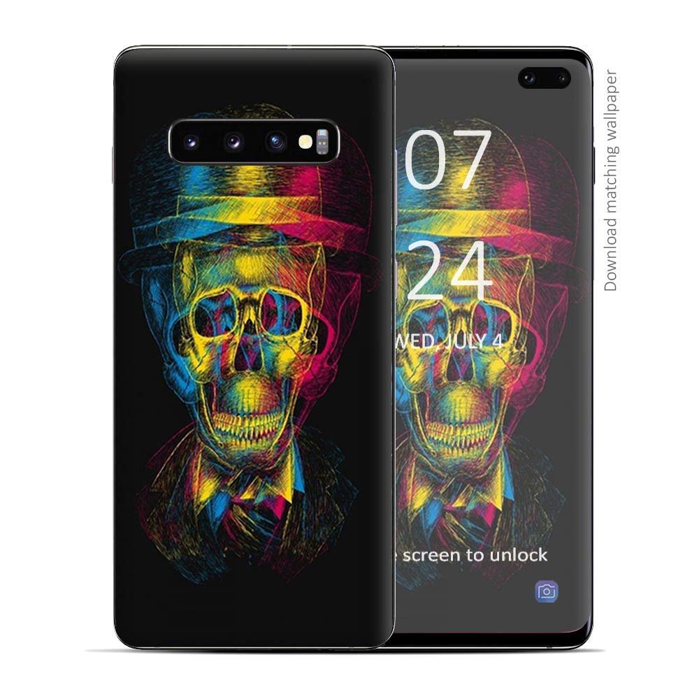 Skin Decal Vinyl Wrap for Samsung Galaxy S10 Plus - Decal Stickers Skins Cover - Skeleton in Derby Hat