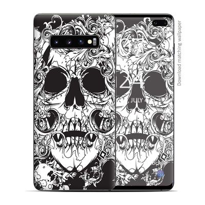 Skin Decal Vinyl Wrap for Samsung Galaxy S10 Plus - Decal Stickers Skins Cover - Crazy Lineart Skull Design