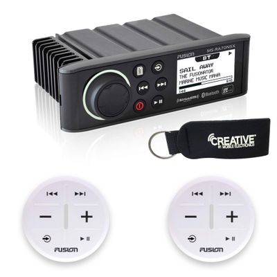 Fusion MS-RA70NSX Marine Entertainment System with Two Wireless Remotes for Dual Zones - White