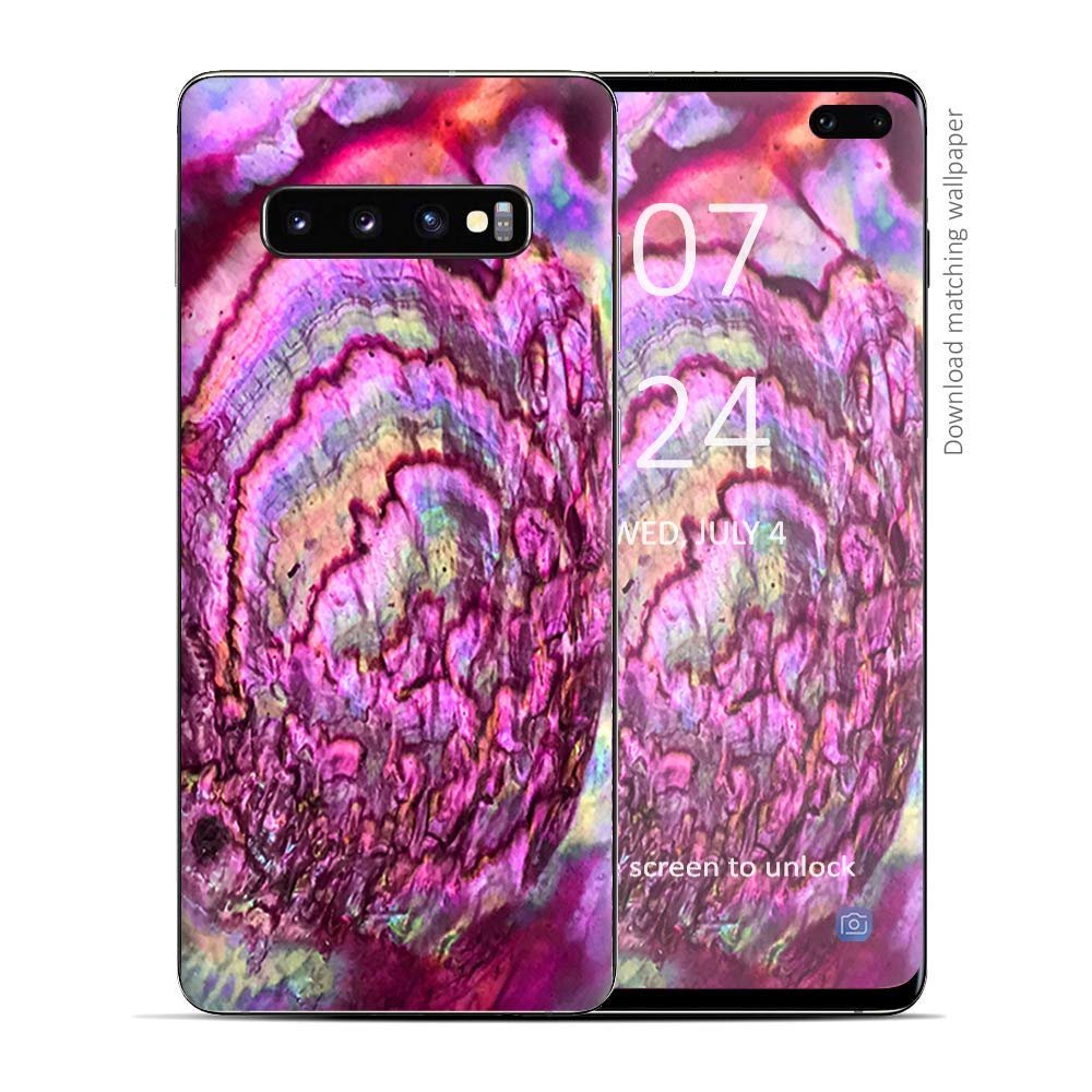 Skin Decal Vinyl Wrap for Samsung Galaxy S10 Plus - Decal Stickers Skins Cover - Pink Abalone Shell Sea Opal