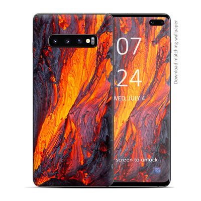 Skin Decal Vinyl Wrap for Samsung Galaxy S10 Plus - Decal Stickers Skins Cover - Charred Lava Volcano ash