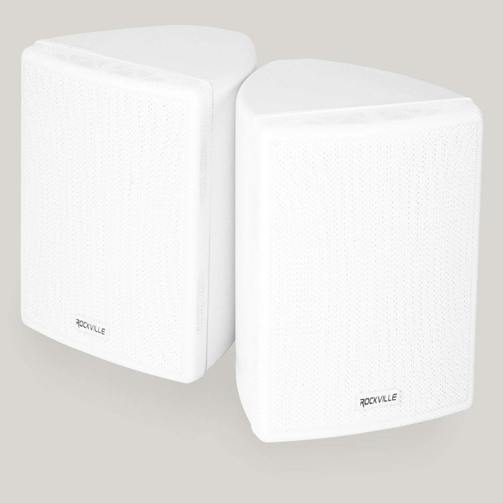 Rockville Pair Cube White 3.5" 30W RMS Home Theater Wall Speakers, 8 Ohm, 360-Degree Swivel Brackets, 2-Way Audio, Compact Design, for Home Theater and Surround Sound